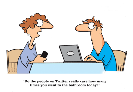 A smart, funny, clean collection of Twitter Cartoons for presentations, ... Do the people on Twitter really care how many times you went   to the